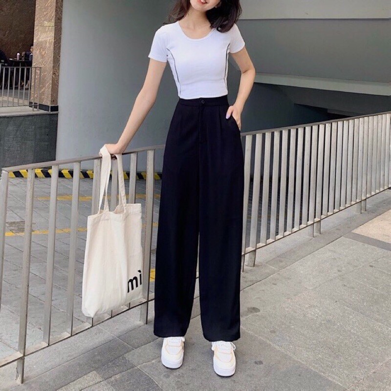 Quần ống xuông cúc giữa
