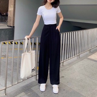 Quần ống xuông cúc giữa