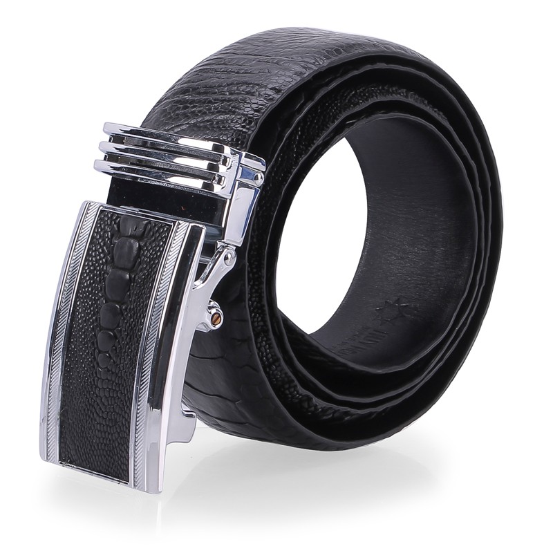 Thắt lưng nam Huy Hoàng da đà điểu 4P màu đen, nâu đất, vàng bò, nâu đỏ HP4417-18-19-20