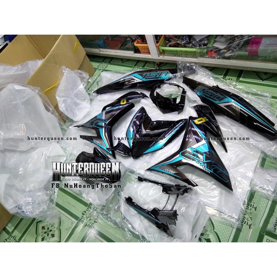 Tem Exciter 150 đen, xanh ngọc. Thay đổi màu sắc và chi tiết theo yêu cầu. Sắc nét, bền màu