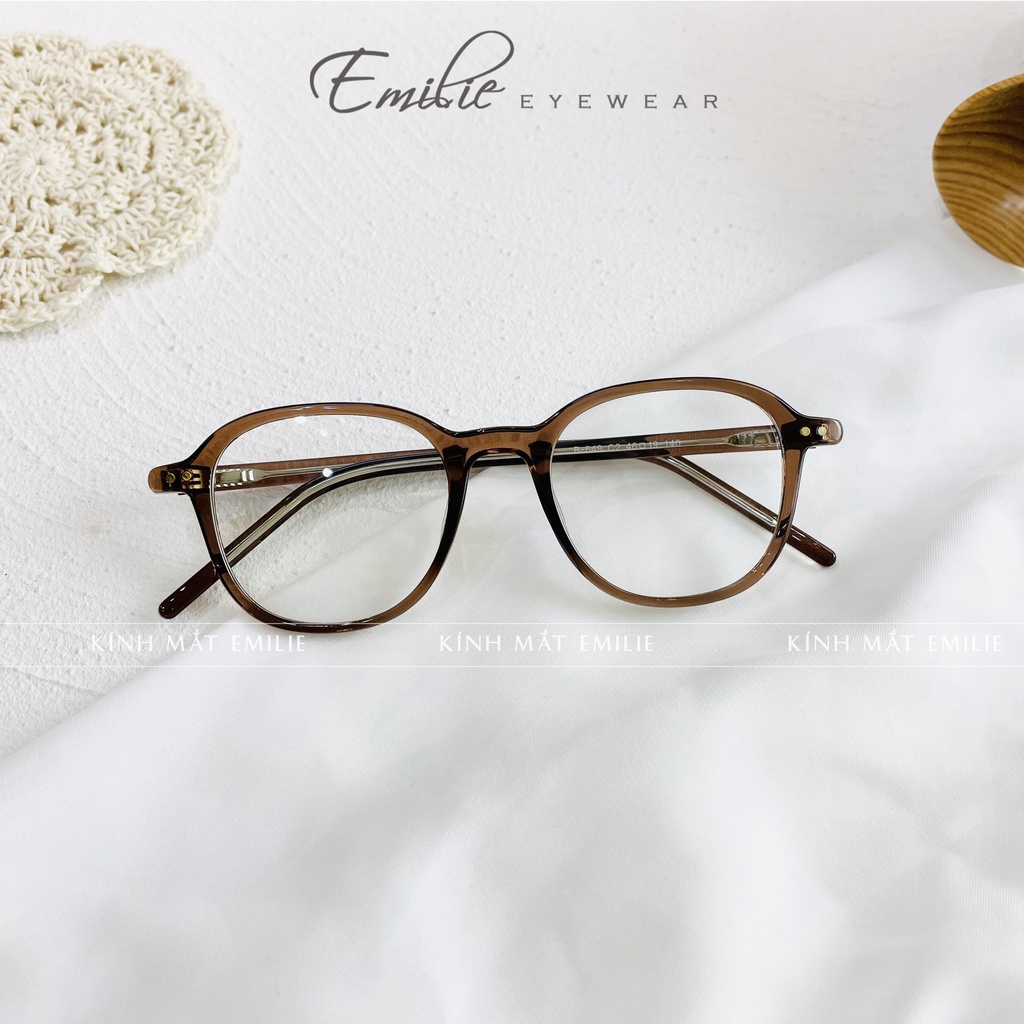 Gọng kính tròn nhựa dẻo cốt kim loại mảnh nhẹ Kính mắt Emilie phụ kiện thời trang 649