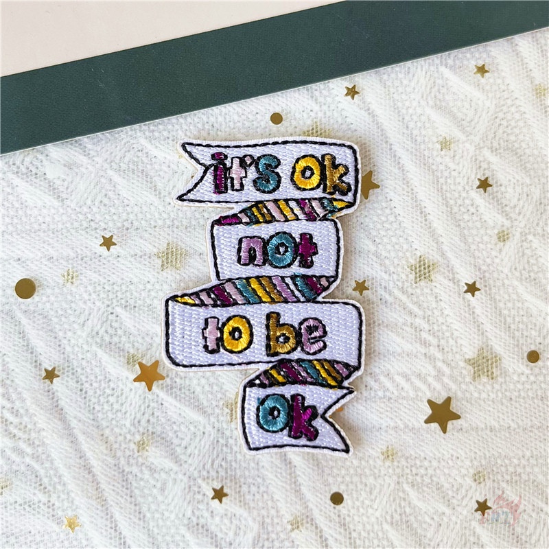 ☸ Sticker Chữ Tiếng Anh It 'S OK Not To Be OK / You Are Worthy of Everything Dán Trang Trí ☸ 1 Miếng Dán Ủi Quần Áo Hình Chim Hồng Hạc