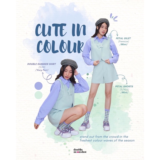 Double Moonshot - Áo Gilet phối hoa màu xanh mint Freesize