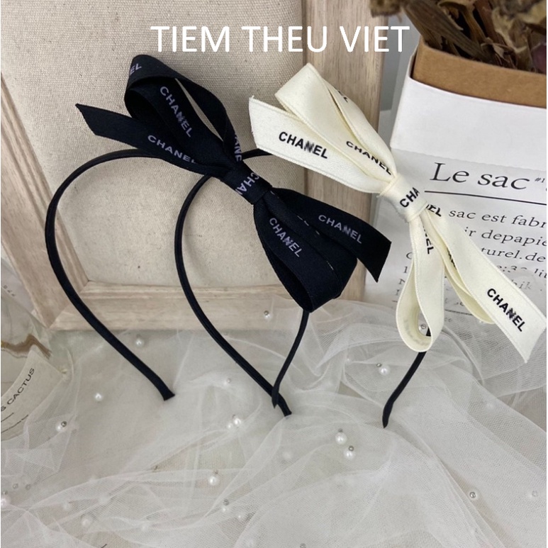 Băng Đô Cài Tóc Đính Nơ  Đơn Giản Tiệm Thêu Việt