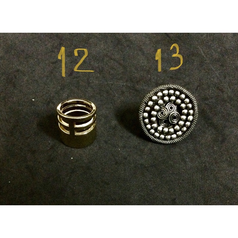 Nhẫn vintage bản to màu đen, nâu đỏ, vàng đồng