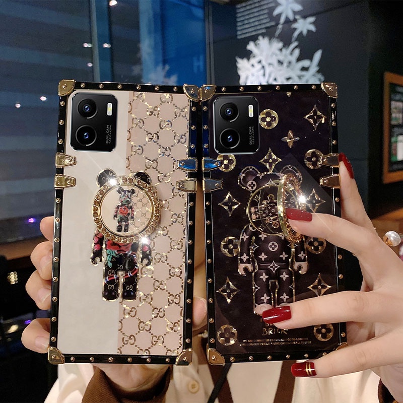 Ốp Điện Thoại Lấp Lánh In Hình Gấu Cho Vivo Y15S Y15A Y3S Y11 Y12 Y17 Y77 Y02S Y35 Y22 Y16 V25 V27 PRO V25E V27E