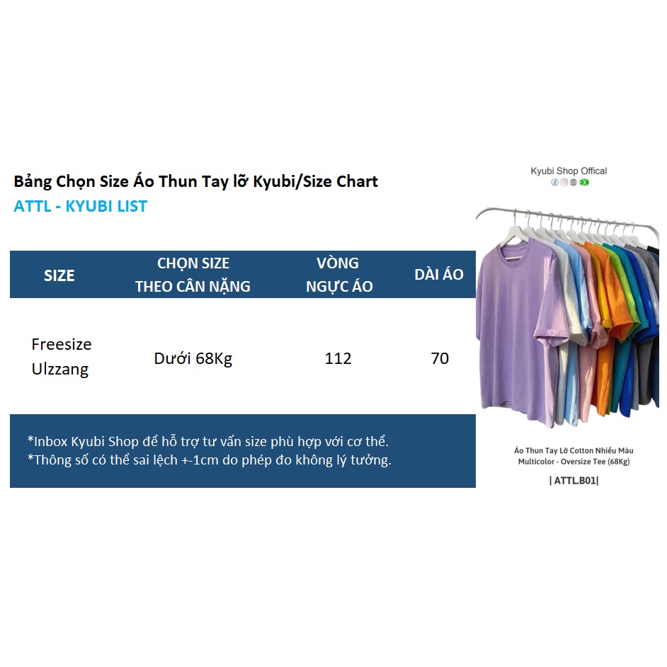 Áo thun tay lỡ ulzzang basic tee nam nữ oversize chất cotton form rộng - Áo phông trơn unisex Kyubi ATTL.B01 | BigBuy360 - bigbuy360.vn