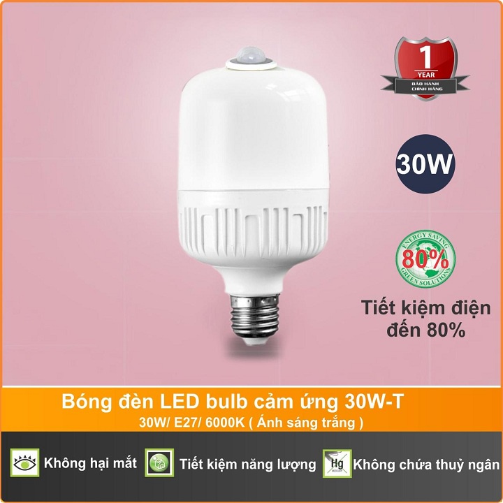 Đèn cảm biến chuyển động, bóng cảm ứng 360 độ 30W