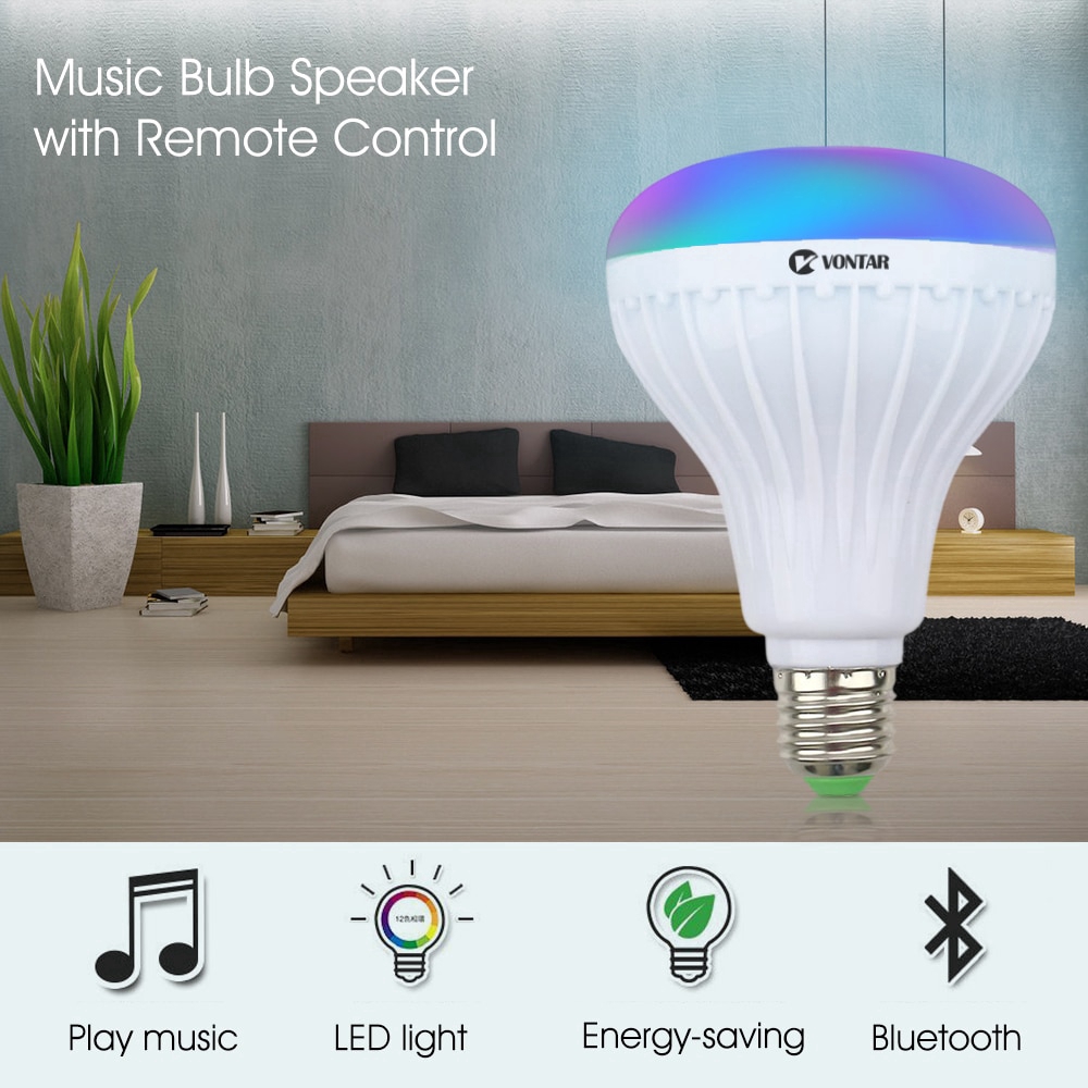 Loa Bluetooth Không Dây Dạng Bóng Đèn Led E27 12w 110v 220v Có Remote Điều Khiển