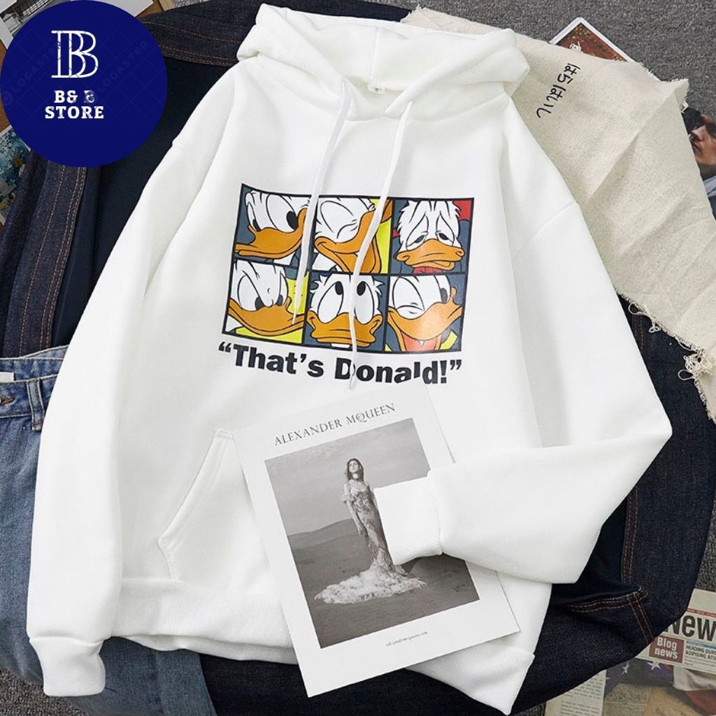 ÁO KHOÁC HOODIE NỈ UNISEX FORM RỘNG NAM NỮ IN VỊT CỰC ĐẸP