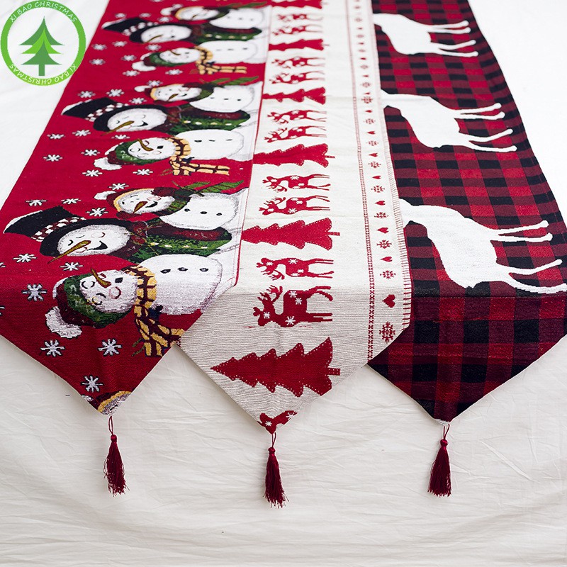 Khăn trải bàn cotton thêu hoạ tiết Giáng Sinh kích thước 35x180cm phong cách Châu Âu | BigBuy360 - bigbuy360.vn