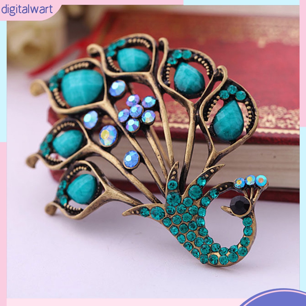 Trâm Cài Áo Hình Chim Công Đính Đá Thời Trang