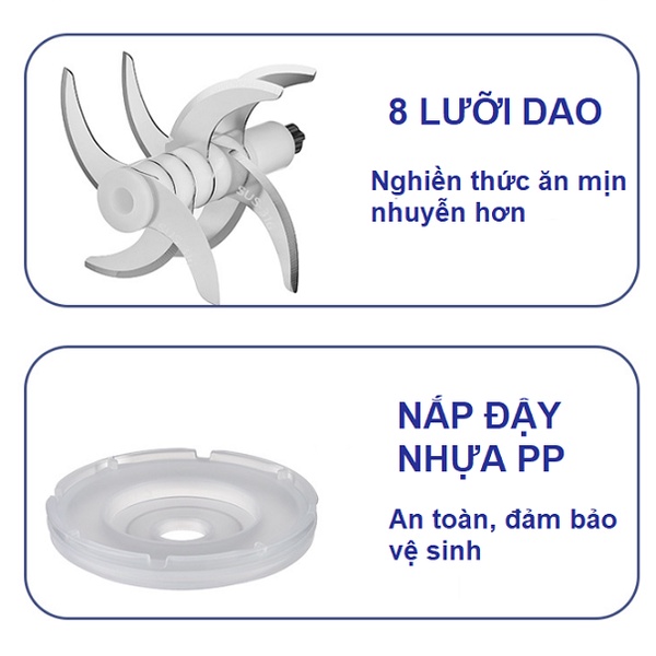 Máy xay ăn dặm đa năng 8 lưỡi 200W cho bé luvamo MX1