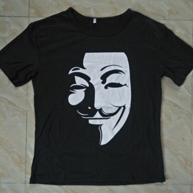 ÁO THUN MỀM MỊN HỌA TIẾT MẶT NẠ CỔ TRÒN TAY NGẮN