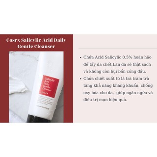 [SẴN]SỮA RỬA MẶT COSRX SALICYLIC ACID DAILY GENTLE CLEANSER