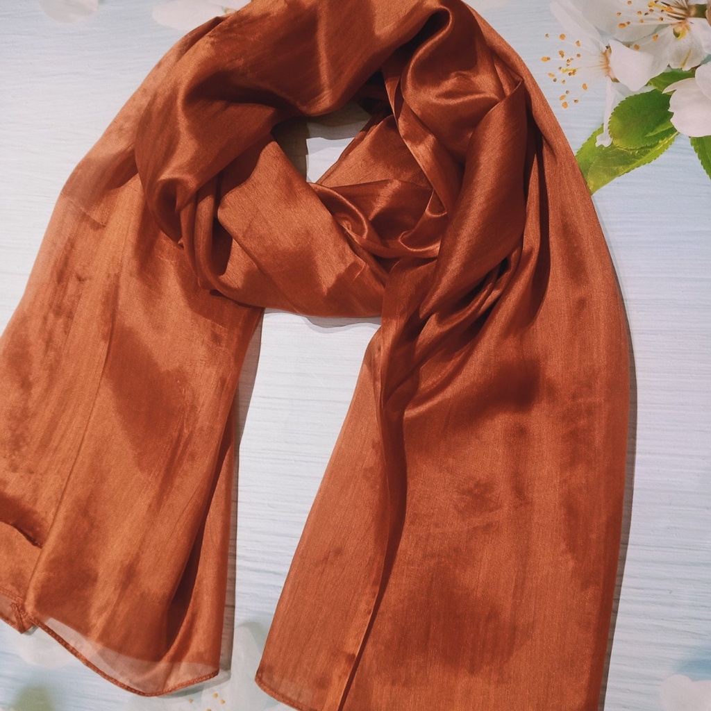 Khăn Lụa Tơ Tằm quàng cổ màu nâu #thanh lịch#nhẹ nhàng#thoáng mát, dùng được cả 4 mùa, kích thước 180cm*90cm