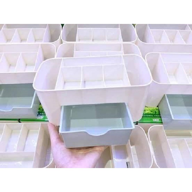 Kệ đựng mỹ phẩm để bàn 6 ô đựng và 1 ngăn kéo sắp xếp đồ trang điểm, đồ dùng văn phòng phẩm ngăn nắp gọn gàng