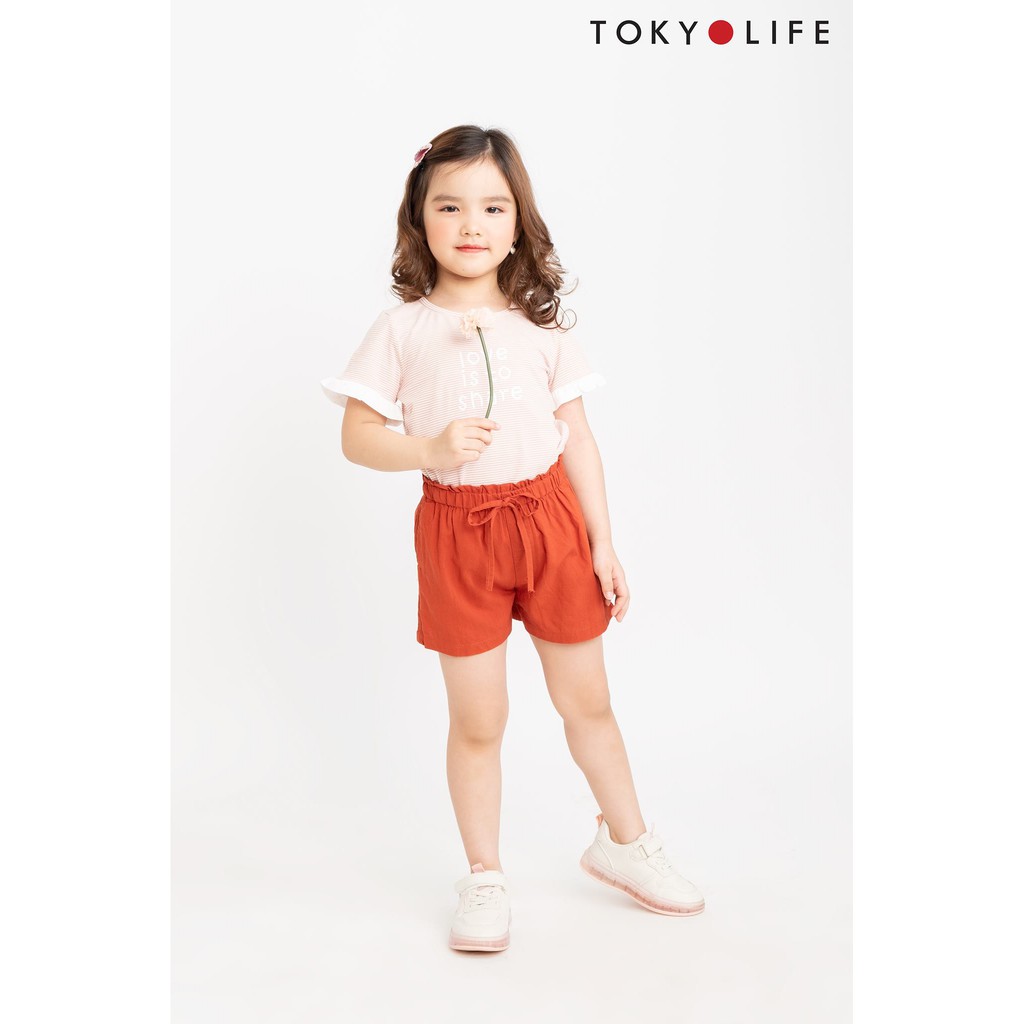 Quần shorts cotton bé gái TOKYOLIFE một màu thắt nơ E4SHP002G