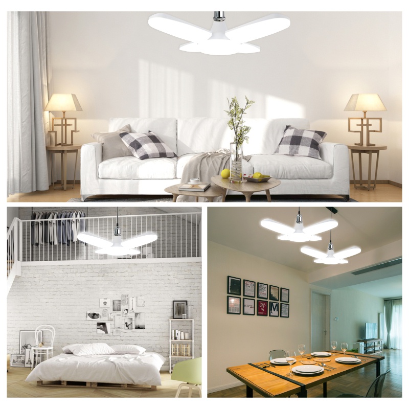 Bóng Đèn LED E27 24W 45W 60W AC 220V Ánh Sáng Trắng Có Thể Gập Lại Kèm Quạt 360 Độ