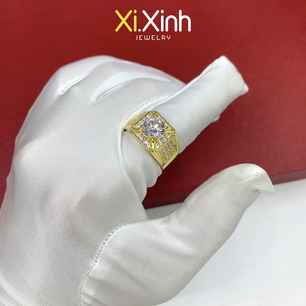 Nhẫn nam đính đá xi mạ vàng 18k - N56