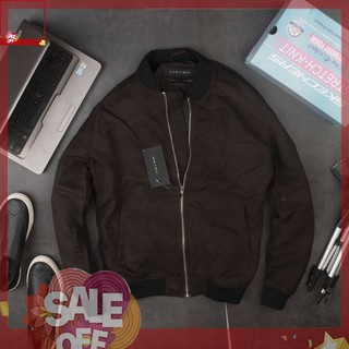 Áo khoác nam bomber da lộn kiểu dáng slimfit lẻ size