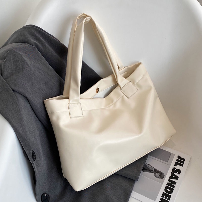 Túi Tote Da PU Mềm Màu Đen / Trắng / Nâu Cỡ Lớn Phong Cách Vintage