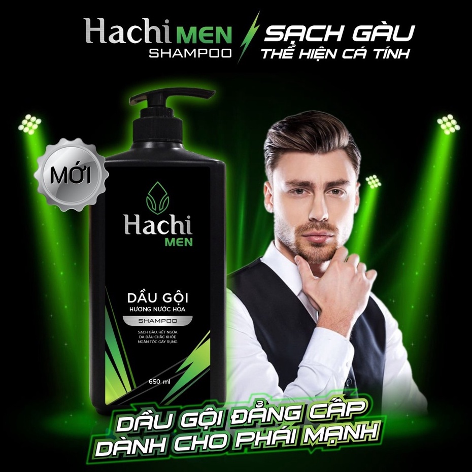 Dầu gội đầu Hachi Men hương nước hoa 650ml sạch gàu hết ngứa da đầu chắc khỏe ngăn gãy rụng - Dầu gội nam [chính hãng]