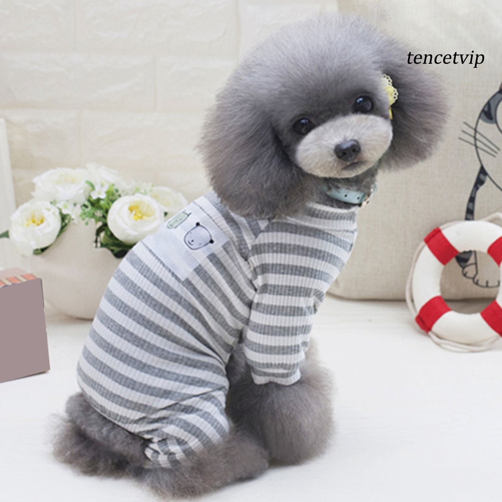 Áo họa tiết kẻ sọc in hình gấu teddy hoạt hình dễ thương cho thú cưng