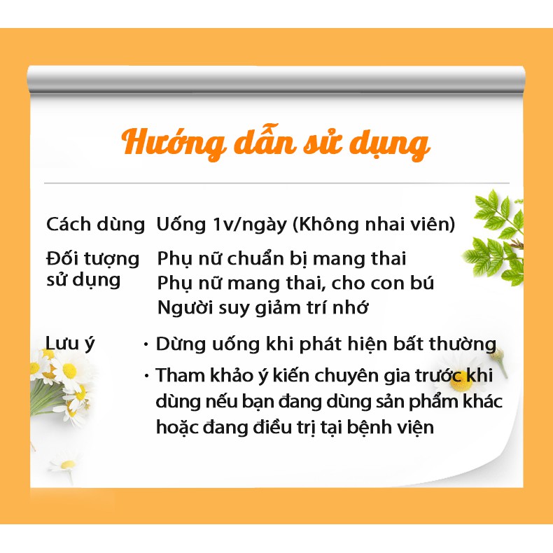 Viên uống Acid Folic DHC Nhật Bản dành cho mẹ bầu thực phẩm chức năng gói 30 ngày TM-DHC-FOL30