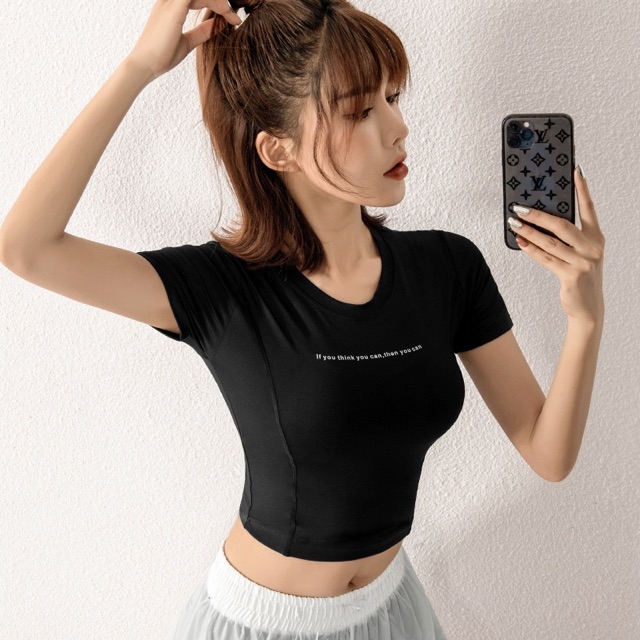 [XẢ SALE] ÁO TẬP CROPTOP TAY NGẮN CỰC XINH Ạ