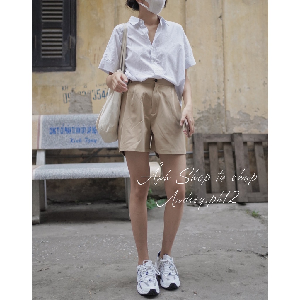 Somi kẻ ngắn tay cúc sau 303