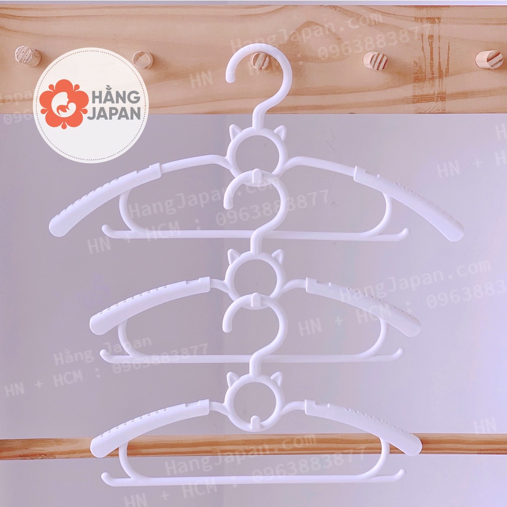 Bộ 5 móc treo quần áo hình mèo cho bé điều chỉnh được độ dài ngắn