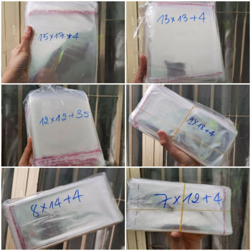 1kg túi opp băng keo dán miệng size nhỏ(5/6/7/8/9/10/12/13/15/17/20)