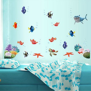 1 x decal dán tường / kính phòng tắm hình cá mập dưới biển