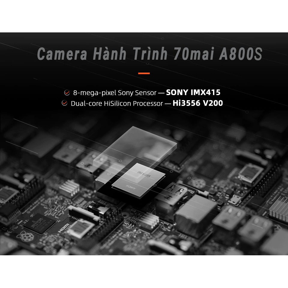 Camera Hành Trình Xiaomi 70mai A800s Ghi Hình 4K Wifi GPS(quốc tế nguyên seal ) - Tặng thẻ nhớ 64gb