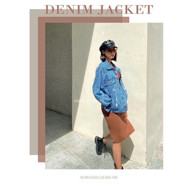 Áo khoác jean,bò nữ Rách oversize unisex có 6 túi có túi trong dành cho nam nữ hàng cao cấp