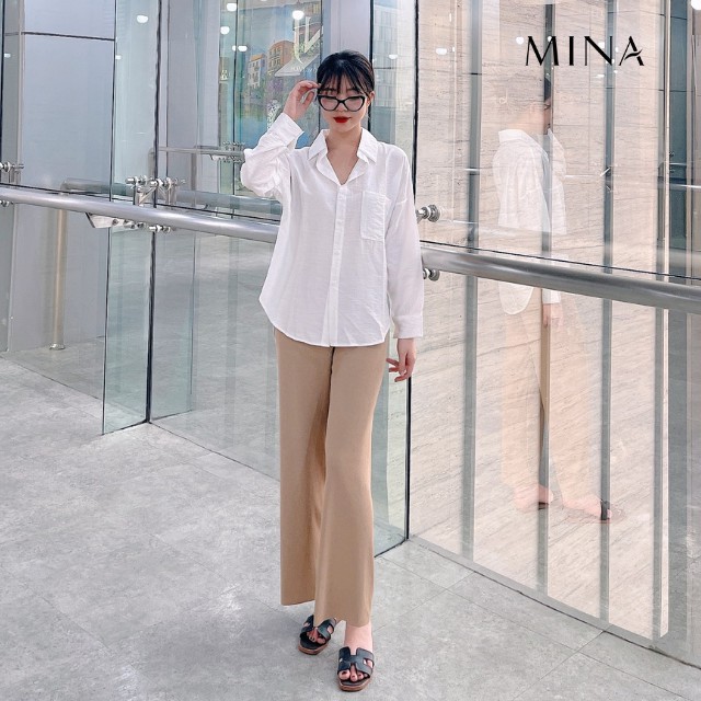 Áo sơ mi trắng nữ kiểu form rộng basic, chất đũi, tay dài/ Áo somi trắng  công sở mỏng, thời trang ulzzang | BigBuy360 - bigbuy360.vn