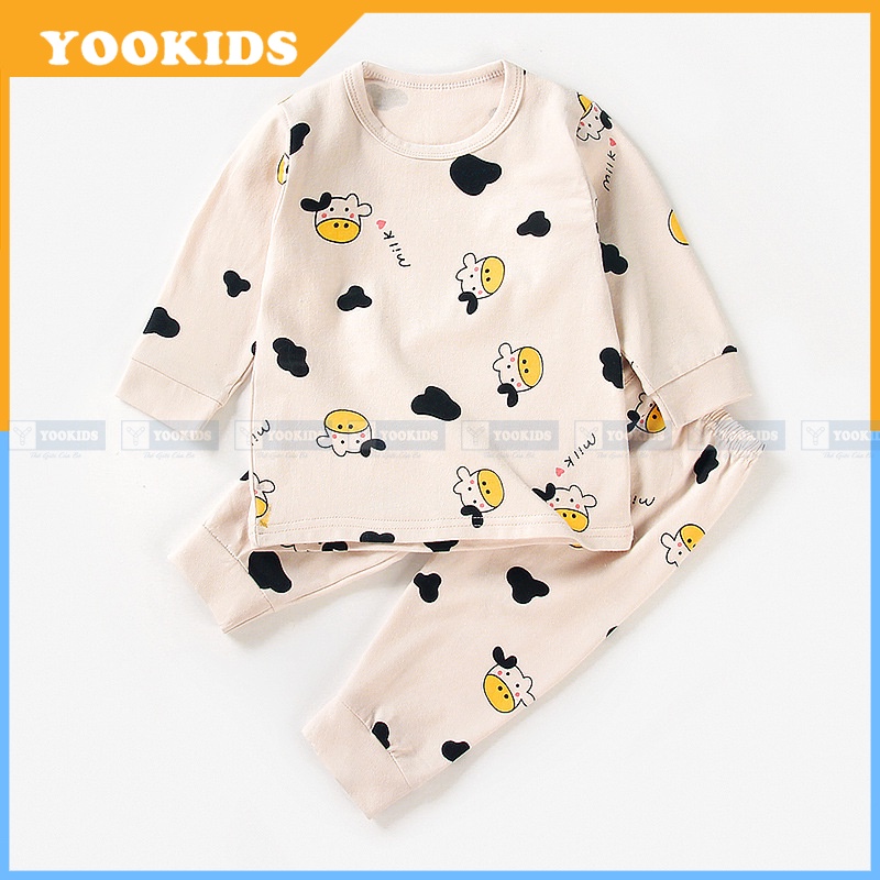 Bộ thu đông cho bé YOOKIDS chất thun lạnh mềm loại 1, Bộ dài tay cho bé trai bé gái 1 2 3 4 5 tuổi