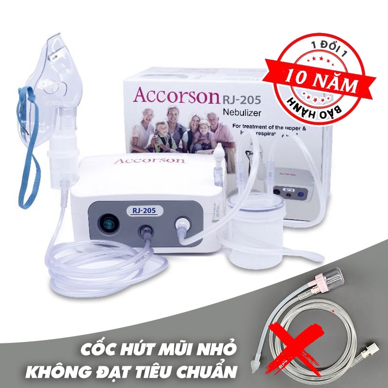 Máy khí dung, máy xông hút mũi 2 trong 1 Accorson RJ-205 – Trị viêm phổi, viêm phế quản, viêm xoang