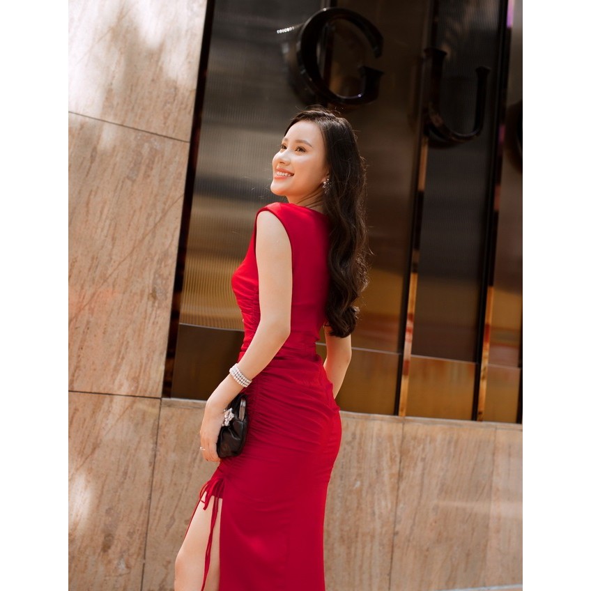 Đầm lụa ôm sát nách rút dây 2 bên eo đi làm | đi chơi | đi tiệc cực sang