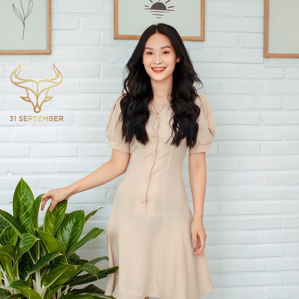 Váy đũi cổ chữ V dáng xòe phối cúc siêu xinh 31 SEPTEMBER S008 | BigBuy360 - bigbuy360.vn