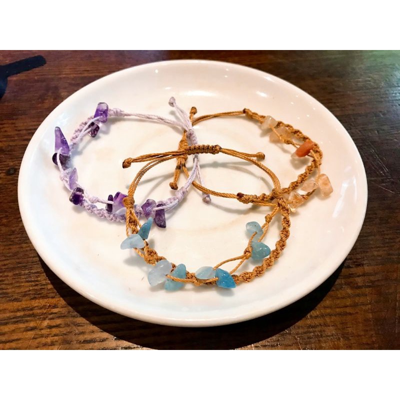 Vòng tay đá amethyst dây đen, tím Miracle