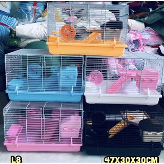 chuồng lồng đại full phụ kiện wheel 12cm cho hamster, sóc,..
