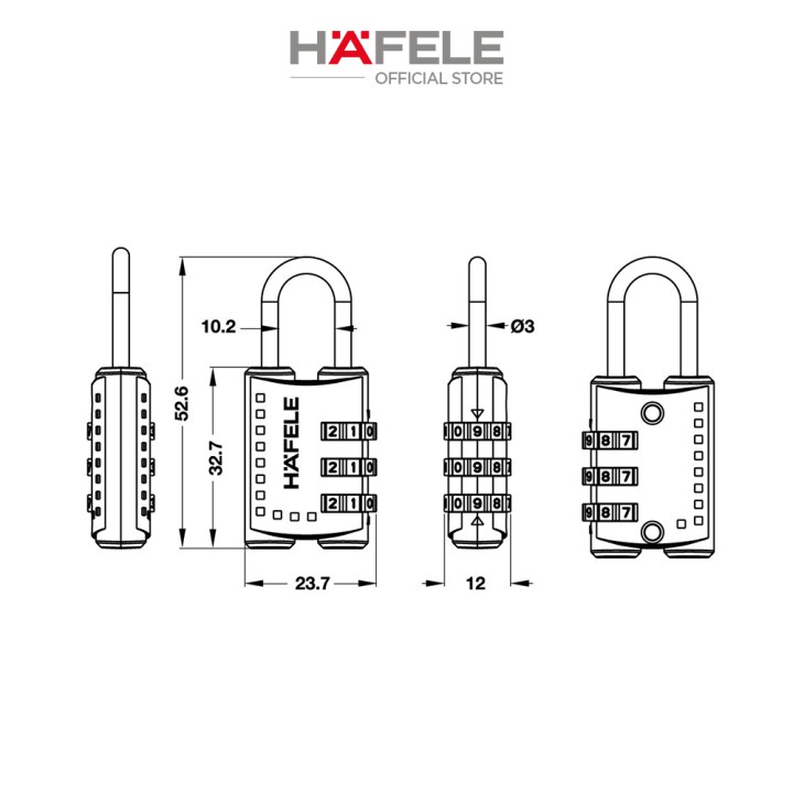 Khóa số HAFELE 20301 màu cam - 482.09.005