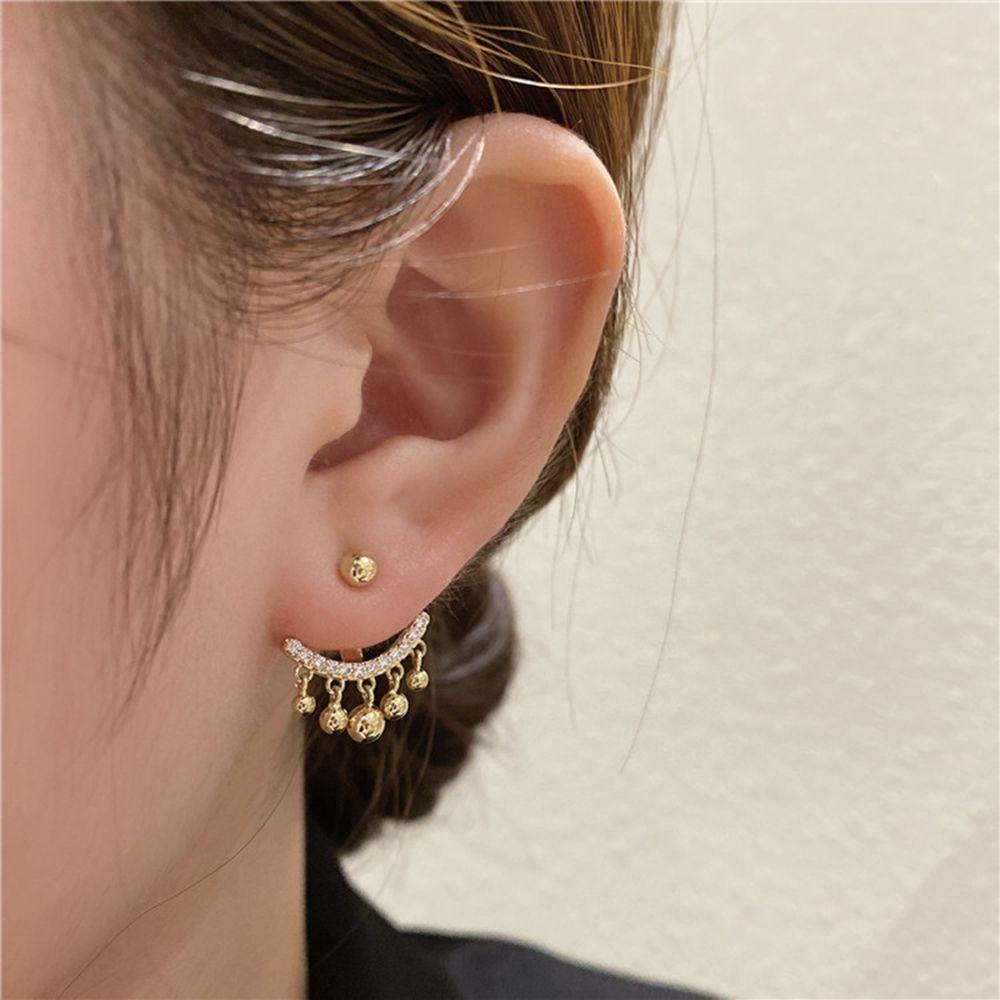 BACK2LIFE Bông Tai Đính Đá Kiểu Hình Học Đơn Giản Lãng Mạn Cho Nữ