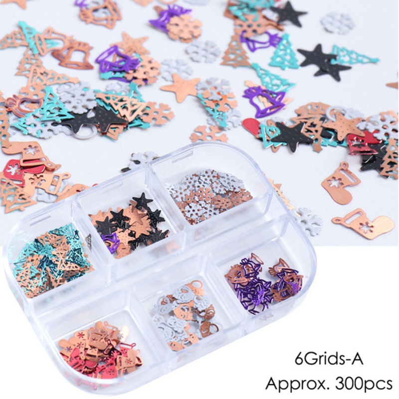 Hộp Sequin Lấp Lánh Trang Trí Móng Nghệ Thuật Dịp Giáng Sinh