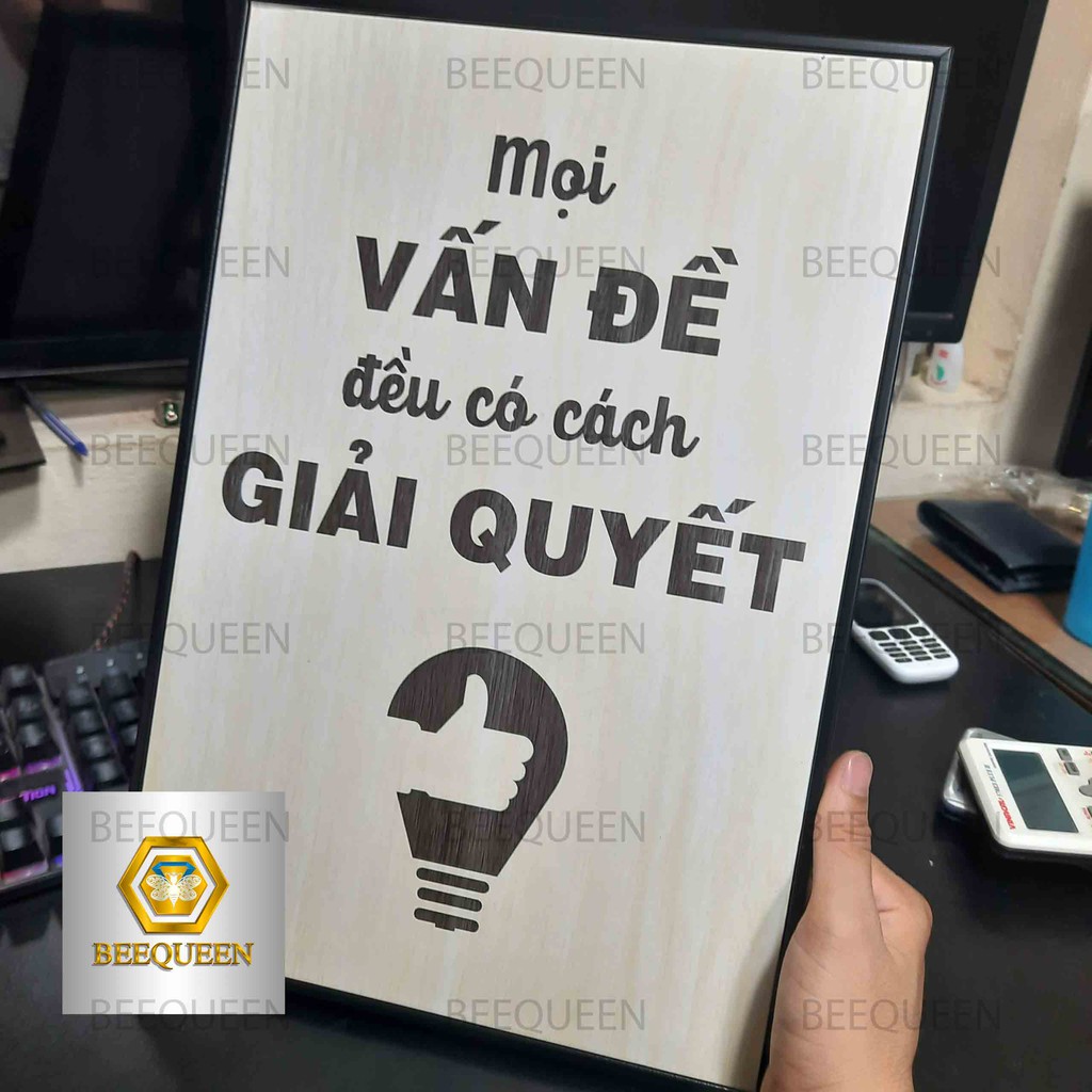 [HOT] Các Mẫu Tranh Động Lực Slogan Văn Phòng Đẹp Nhất - In Nền Giả Gỗ, Bo Khung Chắc Chắn, Tặng Kèm Phụ Kiện Treo