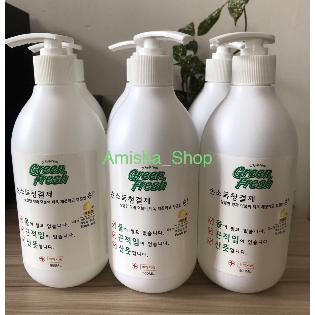 Gel rửa tay khô green fresh sanitize 500ml hàn quốc