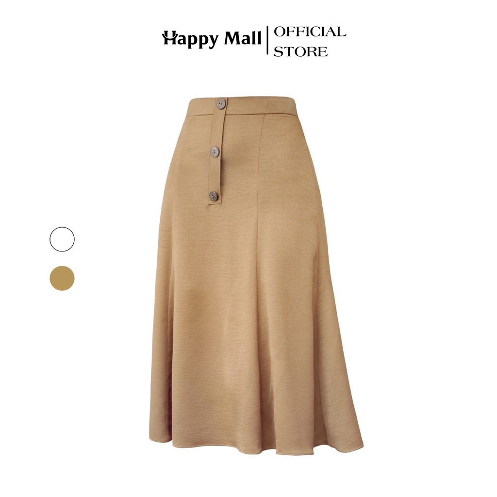 Chân váy dài Happy Mall dáng xòe phong cách vintage đính khuy cách điệu CVX328