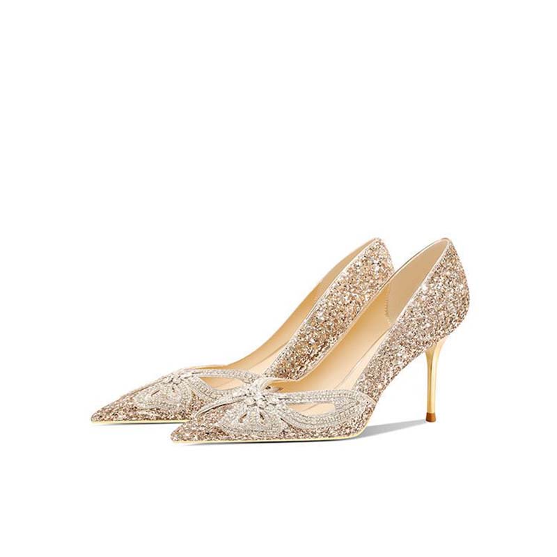 Giày Cao Gót Cô Dâu Đính Đá Pha Lê Sang Trọng